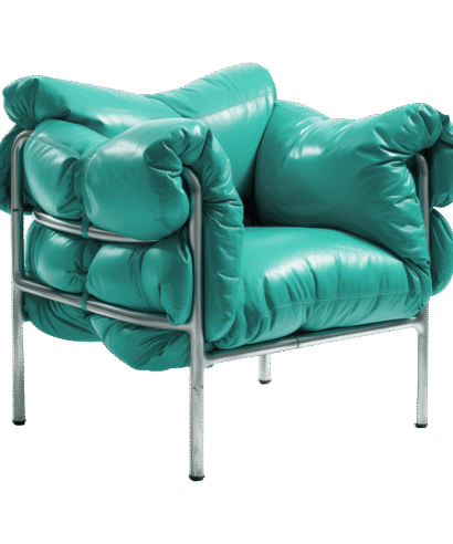 Living Room Accent Chair - Teal, Leather