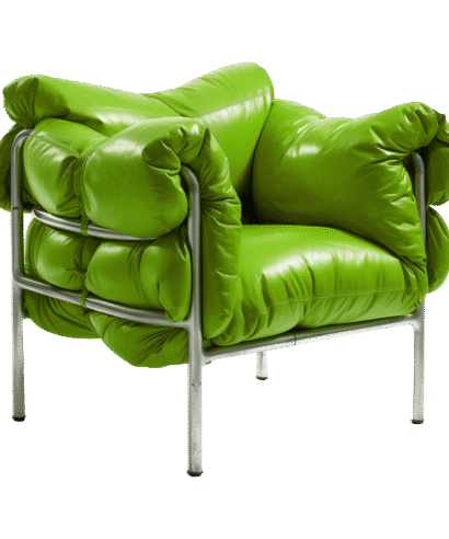Living Room Accent Chair - Green, Leather