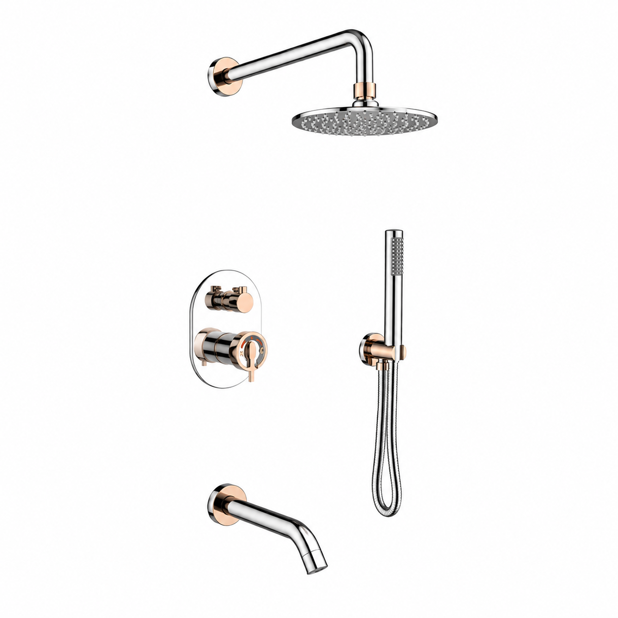 3 FUNCTION DIVERTER ROSE GOLD & CHROME